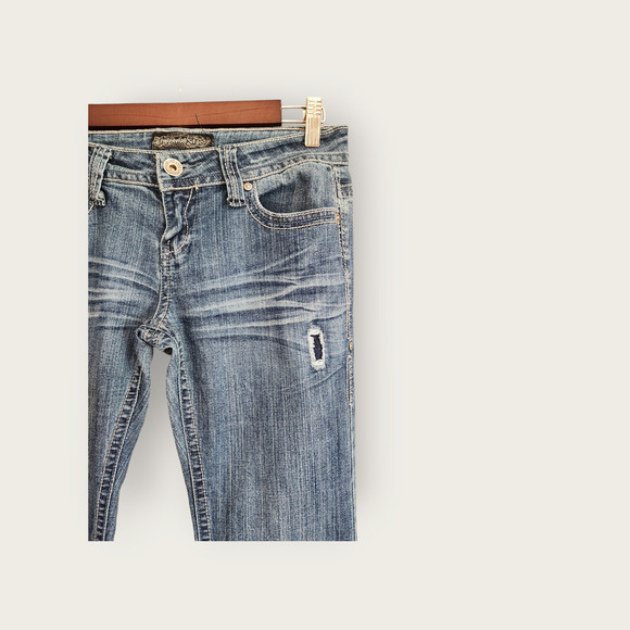 Imperial Star Straight Slim Fit Distressed embellished Girls Jeans Size 7 - Picture 3 of 10